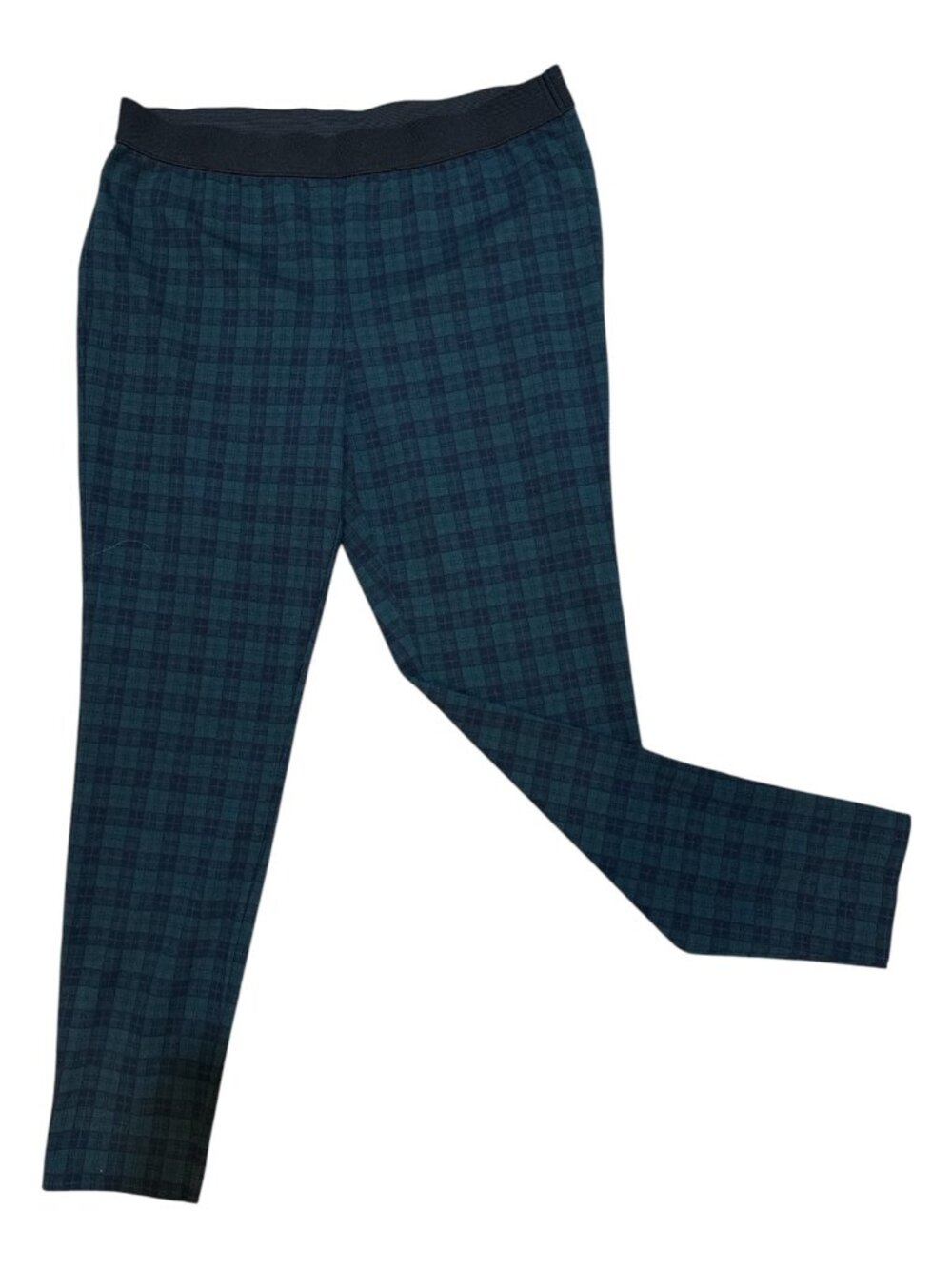 Talbots Sz 12 Green & Black Plaid Elastic Waist Pull-On Skinny Stretch Pants